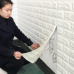 Tapet 3D Alb design perete modern din caramida in relief, Autoadeziv , 77x70 cm
