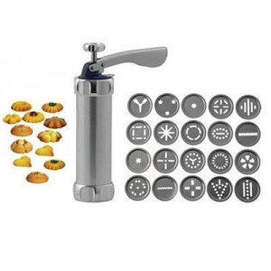 Aparat de inox pentru biscuiti si fursecuri, 10 forme si 4 accesorii de ornare